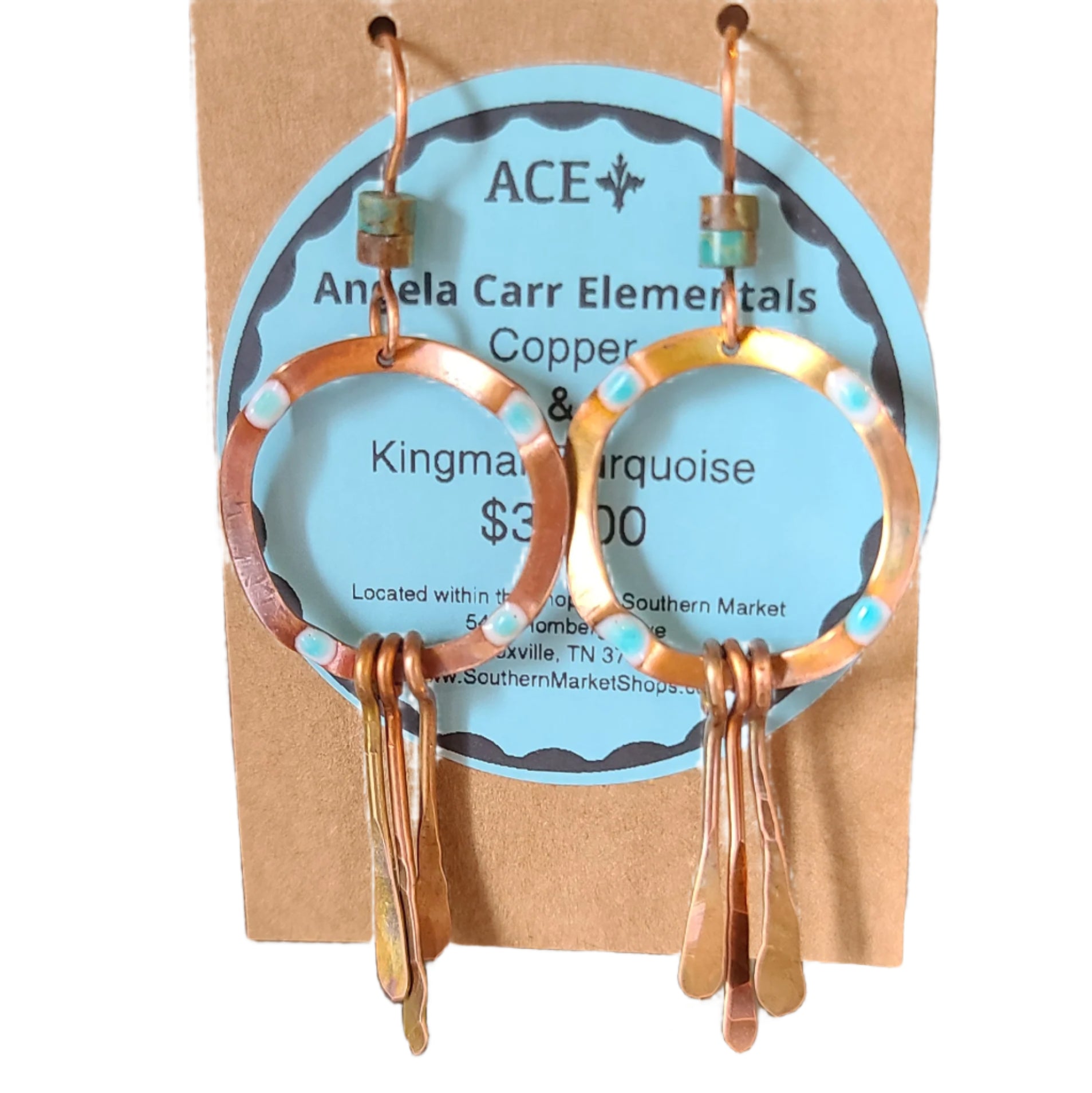 Copper & Turquoise Hoop Dangle Earrings